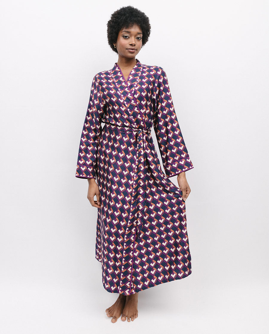 Southbank Geo Print Long Dressing Gown