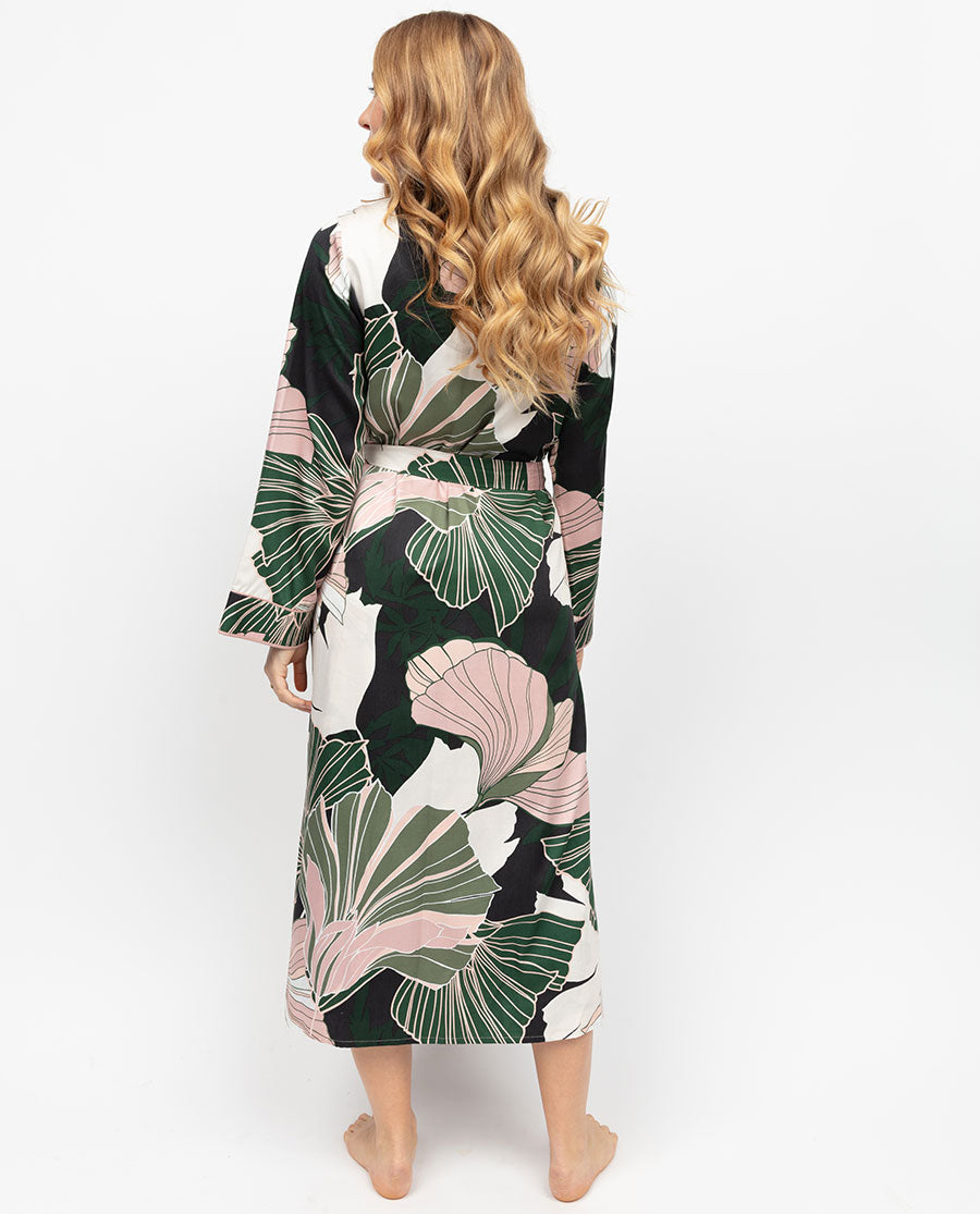 long floral cotton dressing gown Cyberjammies Bea Floral Print Long Dressing Gown