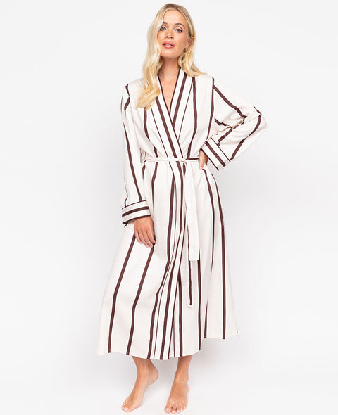 Battersea Printed Stripe Long Dressing Gown