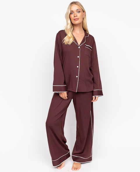 Battersea Chocolate Wide Leg Pyjama Set