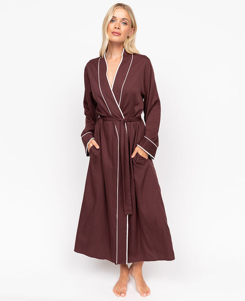 Battersea Chocolate Long Dressing Gown