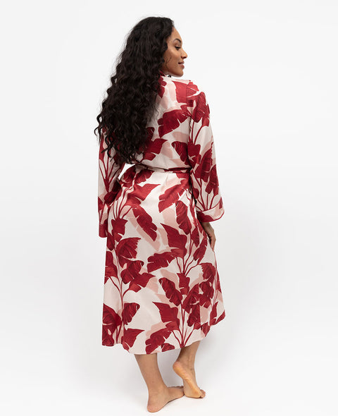 Shoreditch Leaf Print Long Dressing Gown