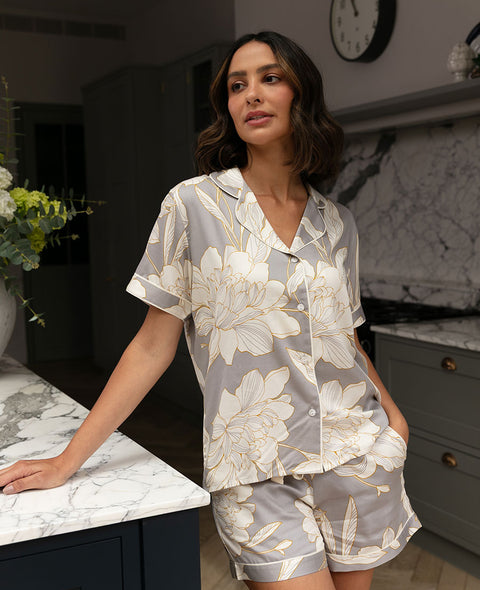 Victoria Floral Print Shorty Set