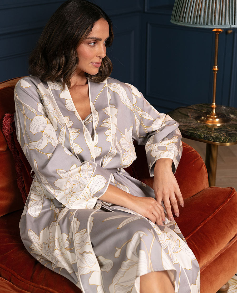 Victoria Floral Print Long Dressing Gown Victoria Floral Print Long Dressing Gown