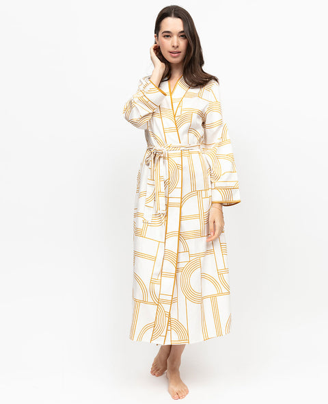 Victoria Geo Print Long Dressing Gown