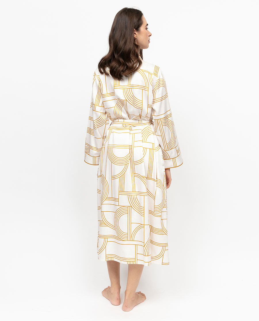 Victoria Geo Print Long Dressing Gown - Fable and Eve Victoria Geo Print Long Dressing Gown - Fable and Eve