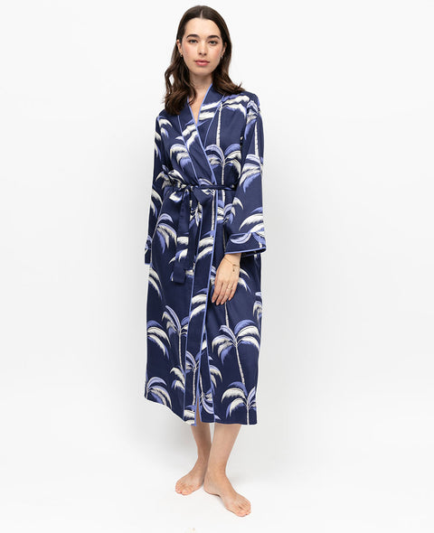 Chancery Palm Print Long Dressing Gown