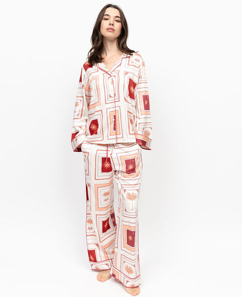 Rosebery Postcard Print Wide Leg Pyjama Set