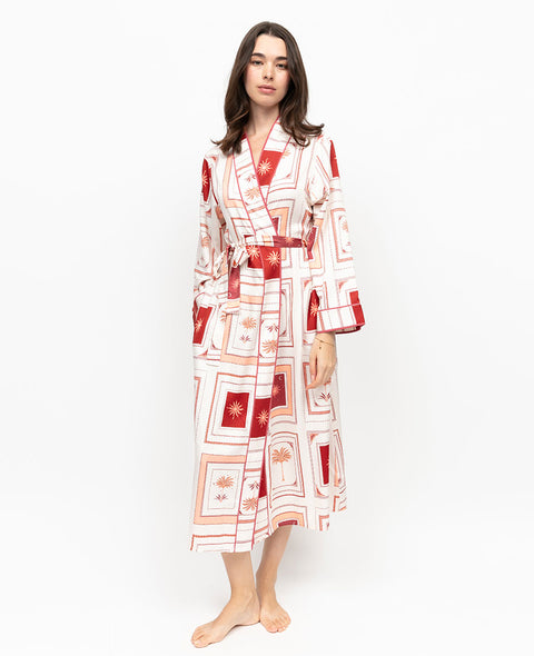 Rosebery Postcard Print Long Dressing Gown