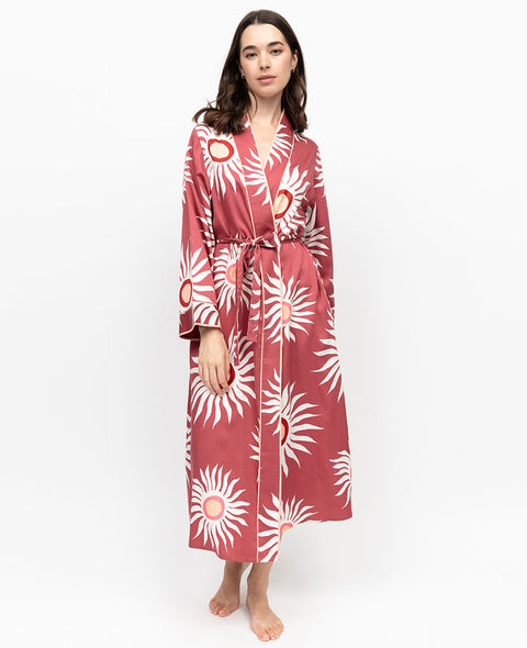 Rosebery Sun Print Long Dressing Gown