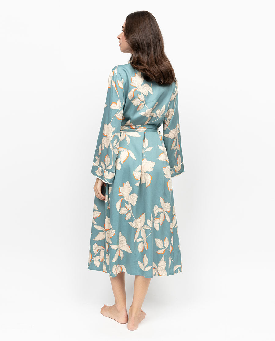 long floral cotton dressing gown Cyberjammies Bea Floral Print Long Dressing Gown