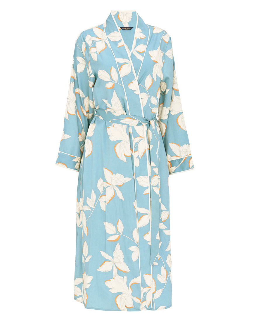 Somerset Floral Print Long Dressing Gown - Fable and Eve Somerset Floral Print Long Dressing Gown - Fable and Eve