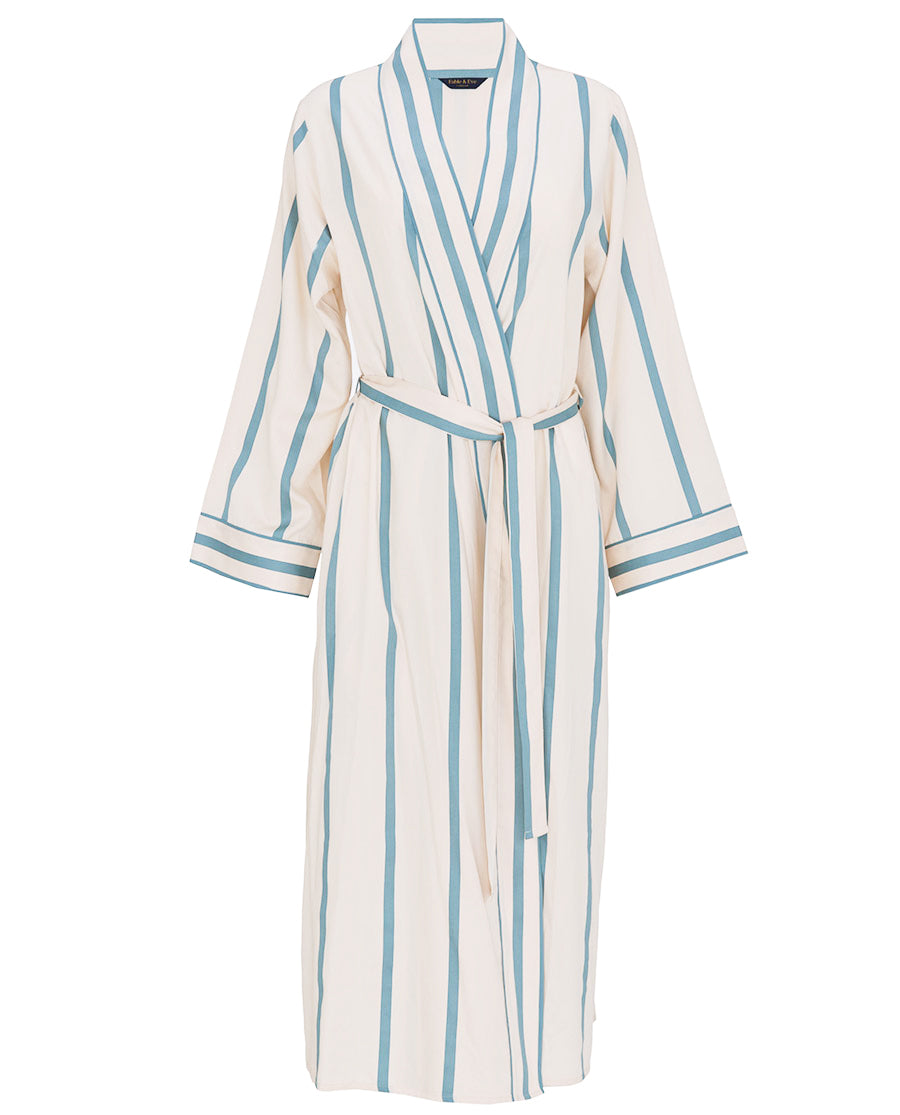 Somerset Printed Stripe Long Dressing Gown - Fable and Eve Somerset Printed Stripe Long Dressing Gown - Fable and Eve