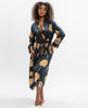 Sapphire Leaf Print Long Dressing Gown