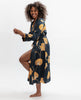 Sapphire Leaf Print Long Dressing Gown