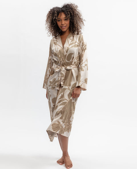 luxury women's dressing gowns Reversible Dressing Gown in Eggshell