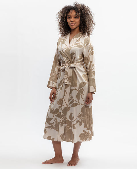 Amber Elephant Print Long Dressing Gown