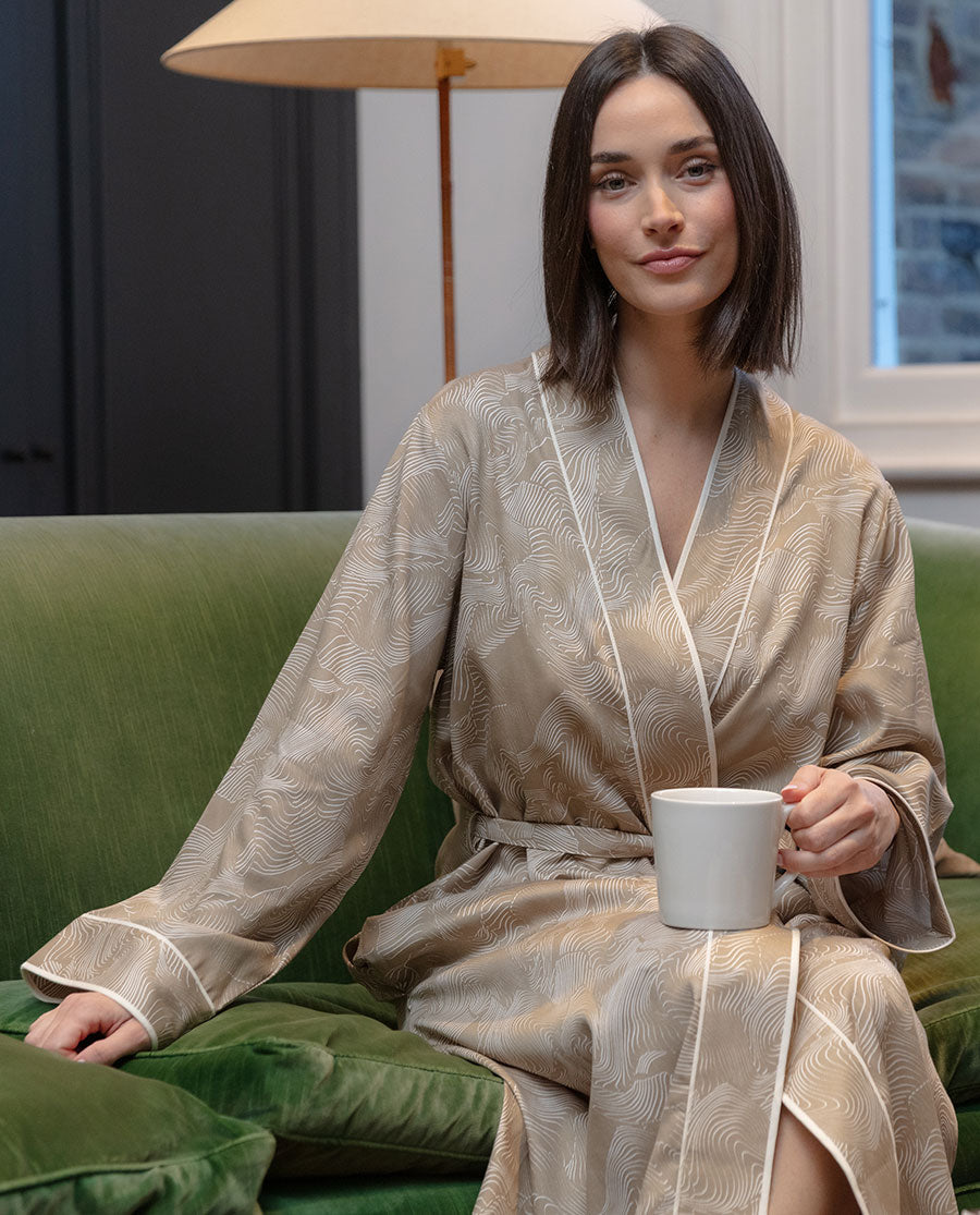long dressing Amber Contour Print Long Dressing Gown