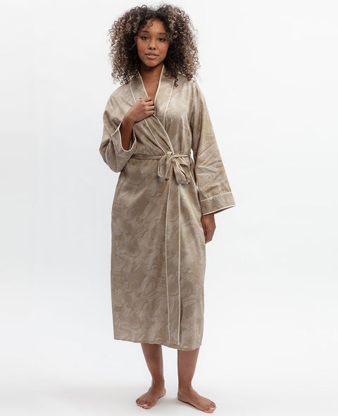 Amber Contour Print Long Dressing Gown