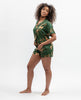 Emerald Prancing Deer Print Shorty Set