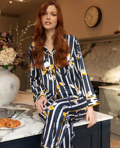 Knightsbridge Floral Stripe Print Pyjama Set