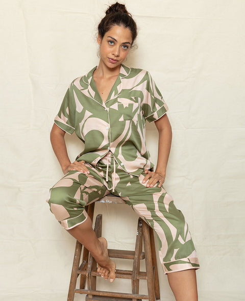 abstract print crop pyjama set