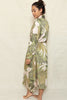leaf print long dressing gown