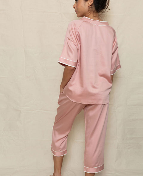 dusky pink crop pyjama set
