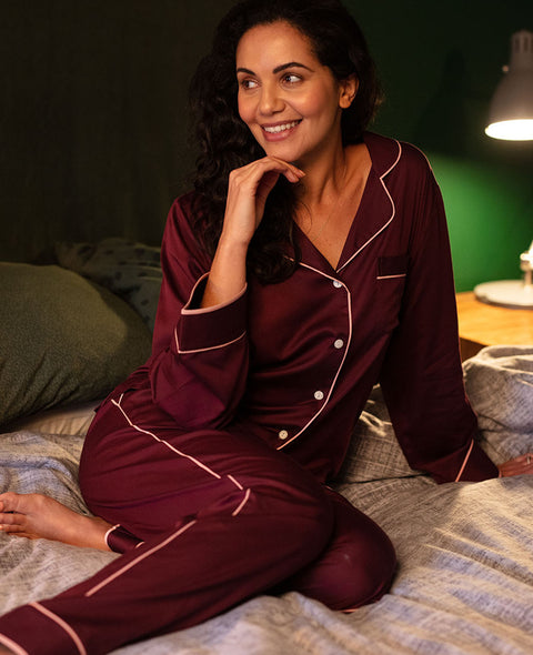 burgundy pyjama set