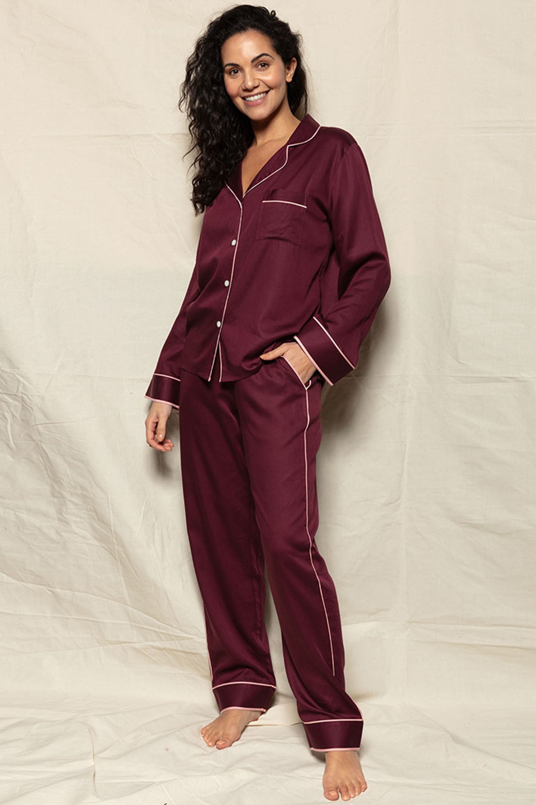 Piccadilly Burgundy Pyjama Set - Fable and Eve