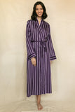 printed stripe long dressing gown