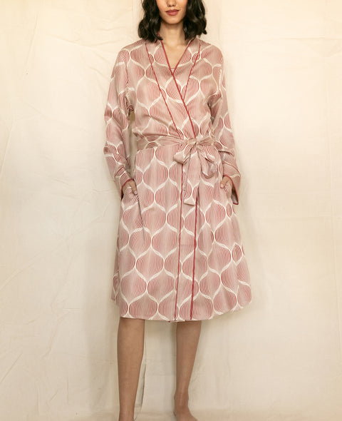 geometric print short dressing gown